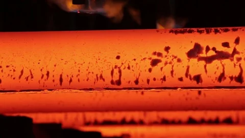Steelmaking process, red-hot iron Stock Footage 72759231
