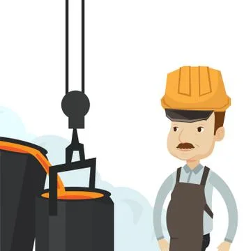 Steelworker in hardhat at work in the foundry Stock Illustration