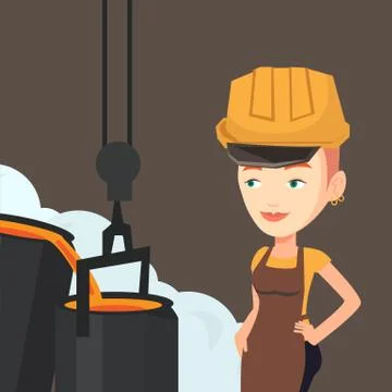 Steelworker in hardhat at work in the foundry Stock Illustration