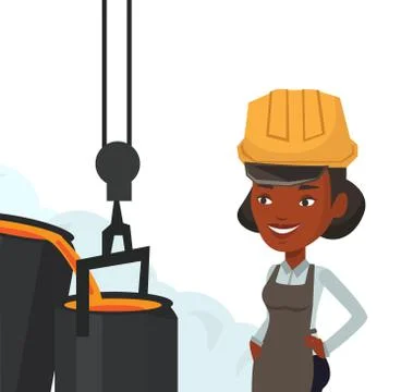 Steelworker in hardhat at work in the foundry Stock Illustration