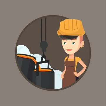 Steelworker in hardhat at work in the foundry Stock Illustration