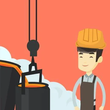 Steelworker in hardhat at work in the foundry Stock Illustration