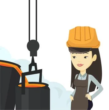 Steelworker in hardhat at work in the foundry Stock Illustration