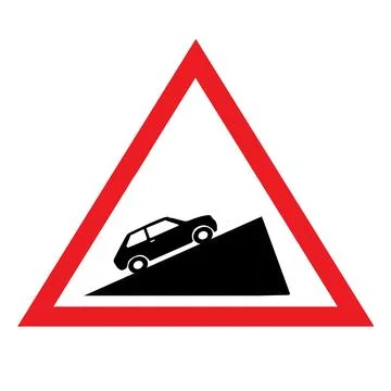 Steep ascent sign road rules traffic sign symbol design illustration Stock Illustration