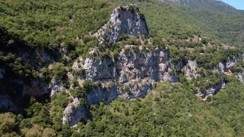 Steep Cliff and Mediterranean Forest in Mountain Landscape Stock Footage 325226505