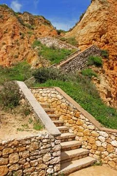 Steep cliff staircase Foto stock