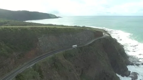 Steep cliffs on Great Ocean road Australia Stock Footage 262139341