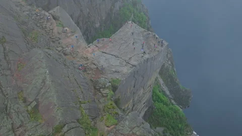 Steep cliffs of Pulpit Rock above Lysefjord Norway. Stock Footage 328131614