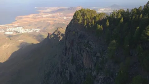 Steep cliffs in route gr 131 to Agaete Stock Footage 320774338