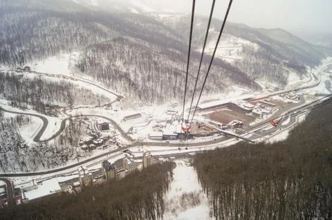 Steep descent from the mountain. Stock Photos