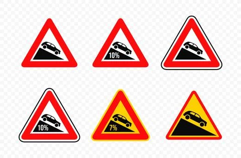 Steep descent road sign vector design Stock Illustration