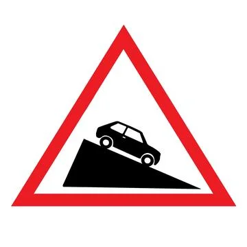 Steep descent  sign road rules traffic sign symbol design illustration Stock Illustration