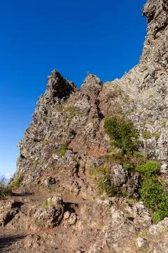 Steep final section of the hike on Le Morne Mountain, Mauritius Stock Photos