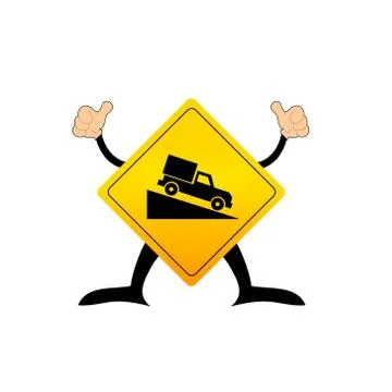 Steep grade hill ahead warning roadsign Stock Illustration