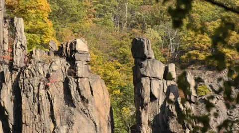 Steep granite walls, Bode Valley Nature Reserve, Germany Stock Footage 12952492