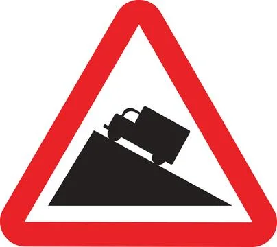 Steep Hill Downwards Sign Stock Illustration