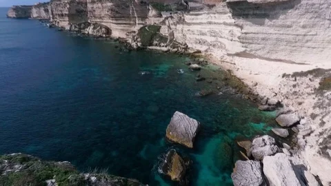 Steep limestone cliffs of the island of Corsica. Aerial drone footage of Boni Stock Footage 112438795