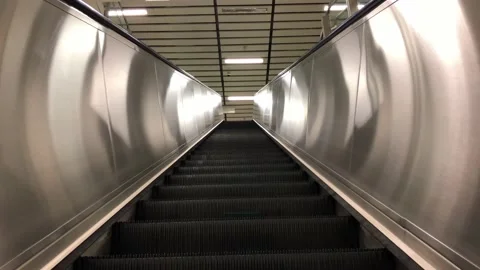 Steep Metalic Escalator to Nowhere Stock-Footage 148395458