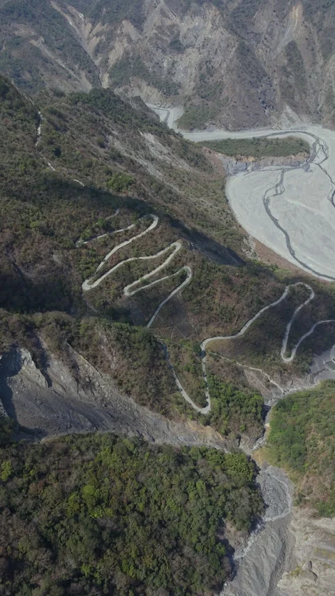 Steep Mountain Road: Challenge and Progress Stock Footage 331574320