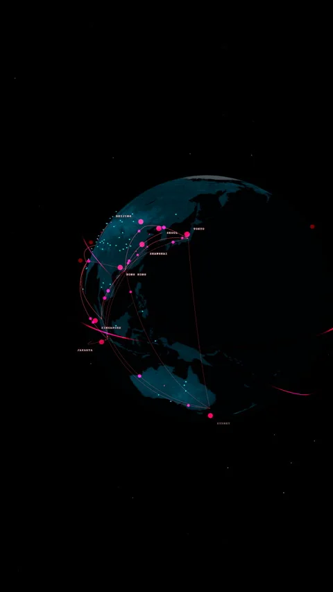 Steep orbital path observing a pure digital earth hologram, Vertical 9:16 4K Stock Footage 339091470
