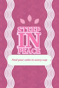 STEEP IN PEACE typography with light berry mousse palette and retro print echo t Stock Illustration