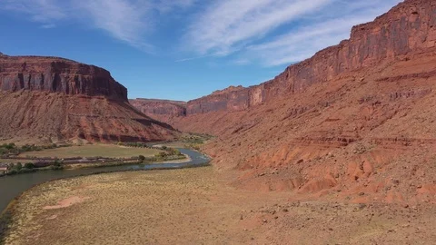 Steep Red Canyon Cliffs In Desert Of The Western Of Usa Aerial View 스톡 동영상 119585680