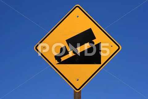 Steep road sign Stock Photos