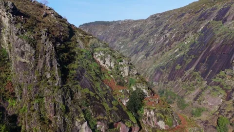Steep Rugged Canyon With Lush Forest Vegetation Along Eume River Stock Footage 333252235
