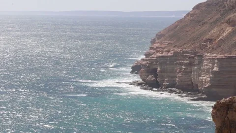 Steep sea cliffs of Kalbarri NP in Australia Stock Footage 70952937