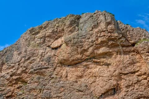 Steep, sharp, stone beaches on the Black Sea coast, in the vicinity of the city Stock Photos