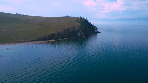 The steep shore of Baikal Stock Footage 128223235