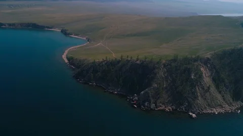 The steep shore of Baikal Stock Footage 128223405