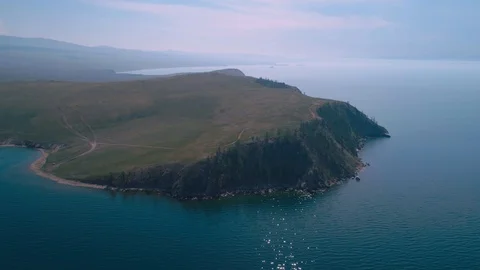 The steep shore of Baikal Stock Footage 128223414