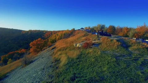 Steep slope of autumn hill Stock Footage 101067907