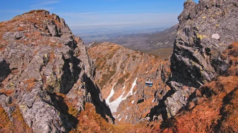 Steep slopes of Polish mountain range Tatry and travel hiking routes Stock Footage 121550805
