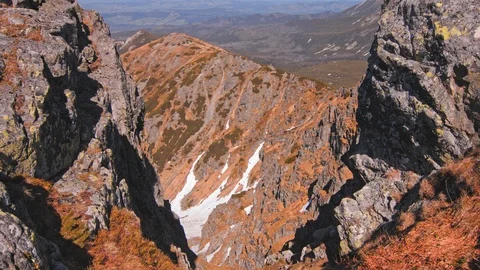 Steep slopes of Polish mountain range Tatry and travel hiking routes Stock Footage 121926424