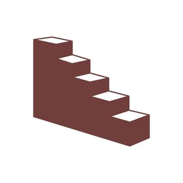 Steep staircase icon in red-brown. Isometric perspective symbolizing rise or Stock Illustration