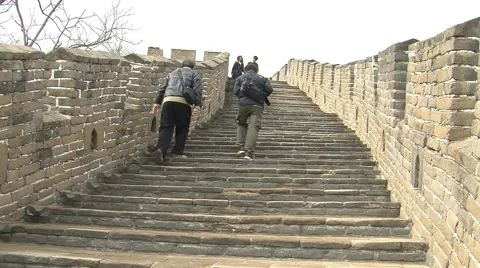 Steep steps on Great Wall of China Stock Footage 57410287