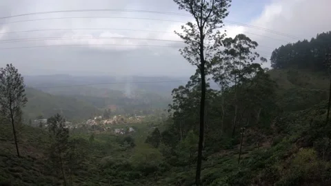 The steep valley seen from the blue train on the Kandy to Ella route Stock Footage 197055495