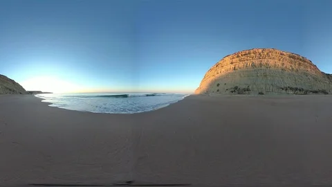 Steeped coast with beach, VR360, VR, 360VR Stock Footage 107098654