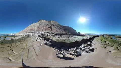 Steeped coast with beach, VR360, VR, 360VR Stock Footage 107098849