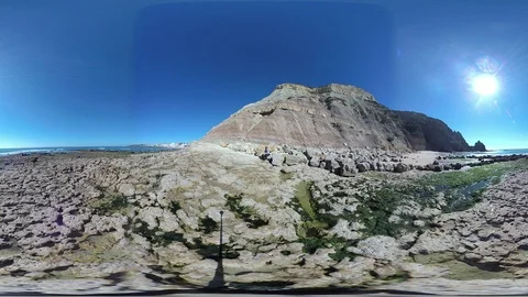 Steeped coast with beach, VR360, VR, 360VR Stock Footage 107099201