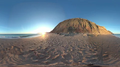 Steeped coast with beach, VR360, VR, 360VR Stock Footage 107099223