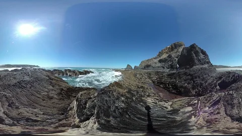 Steeped coast with beach, VR360, VR, 360VR Video stock 107178187