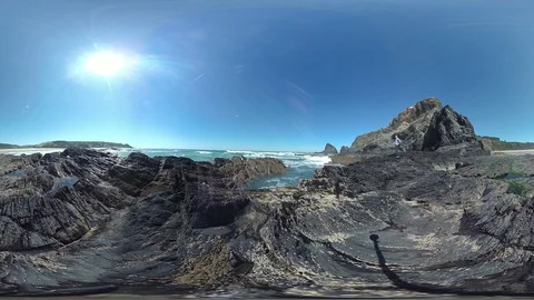 Steeped coast with beach, VR360, VR, 360VR Stock Footage 107178329