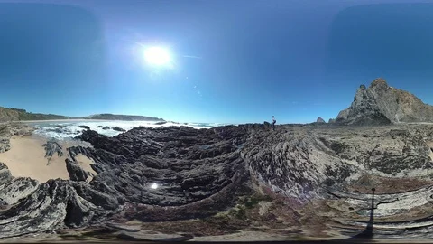 Steeped coast with beach, VR360, VR, 360VR Stock Footage 107178375
