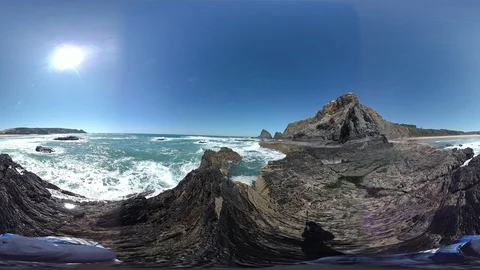 Steeped coast with beach, VR360, VR, 360VR Stock Footage 107178617