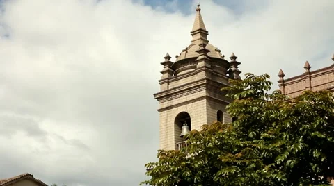 Steeple of the cathedral of Ayacucho Stock Footage 22076438