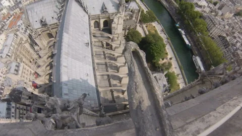 Steeple Notre-Dame de Paris, France, Cathedral, Gargoyle, Stock Footage 106510832