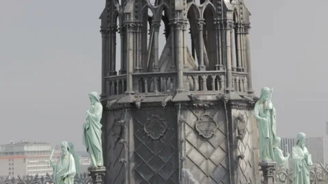 Steeple Notre-Dame de Paris, France, Cathedral Stock Footage 106511485